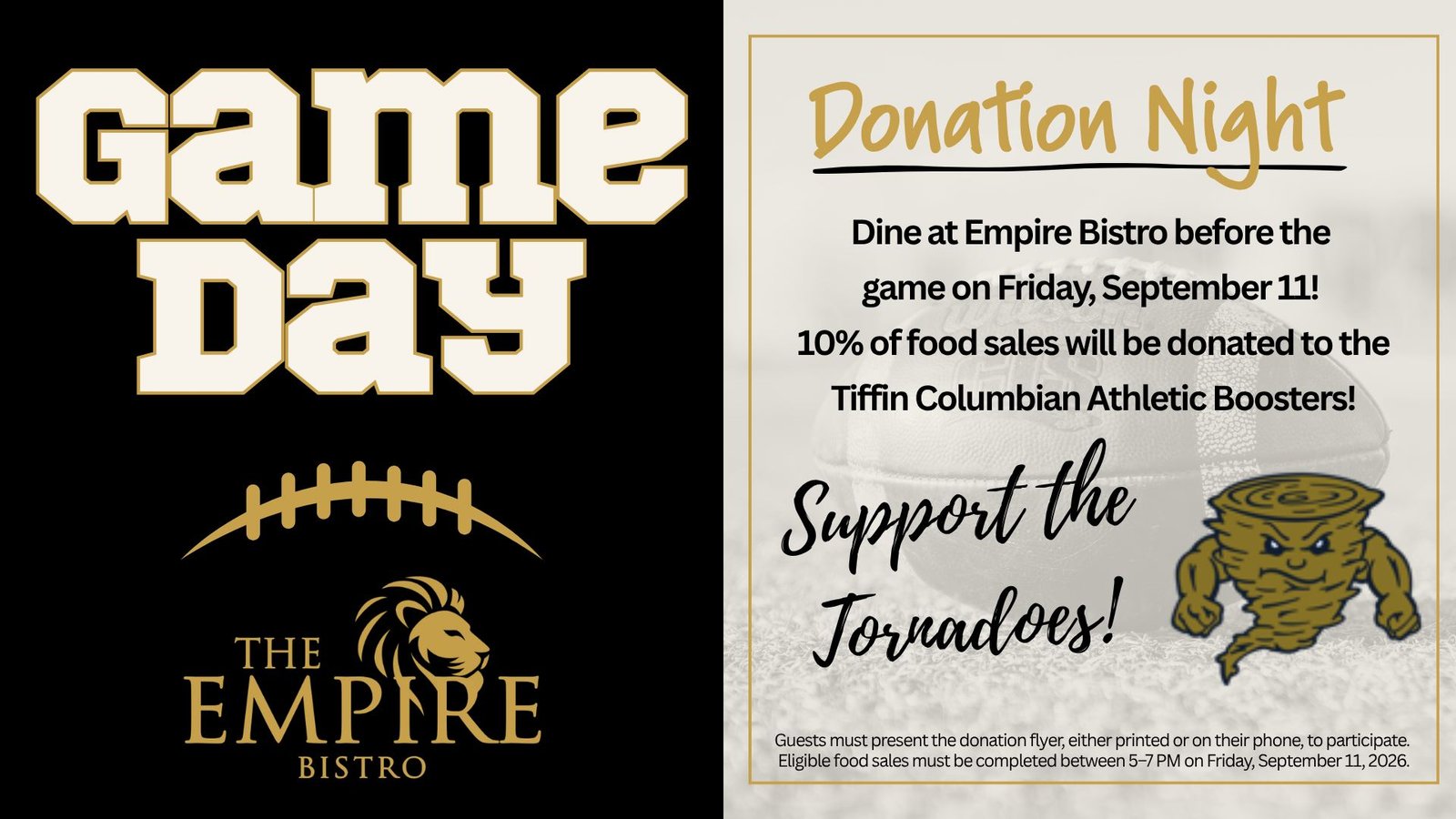 Game Day Donation Night: Support the Tornadoes! 🌪️ event artwork