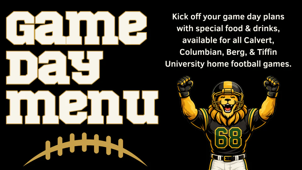 Black and gold Empire Game Day Menu artwork